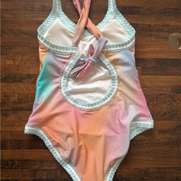 Platinum inspired by Solange Ferrarini Crochet Trim Swimsuit Rainbow Small NEW - Picture 2 of 5